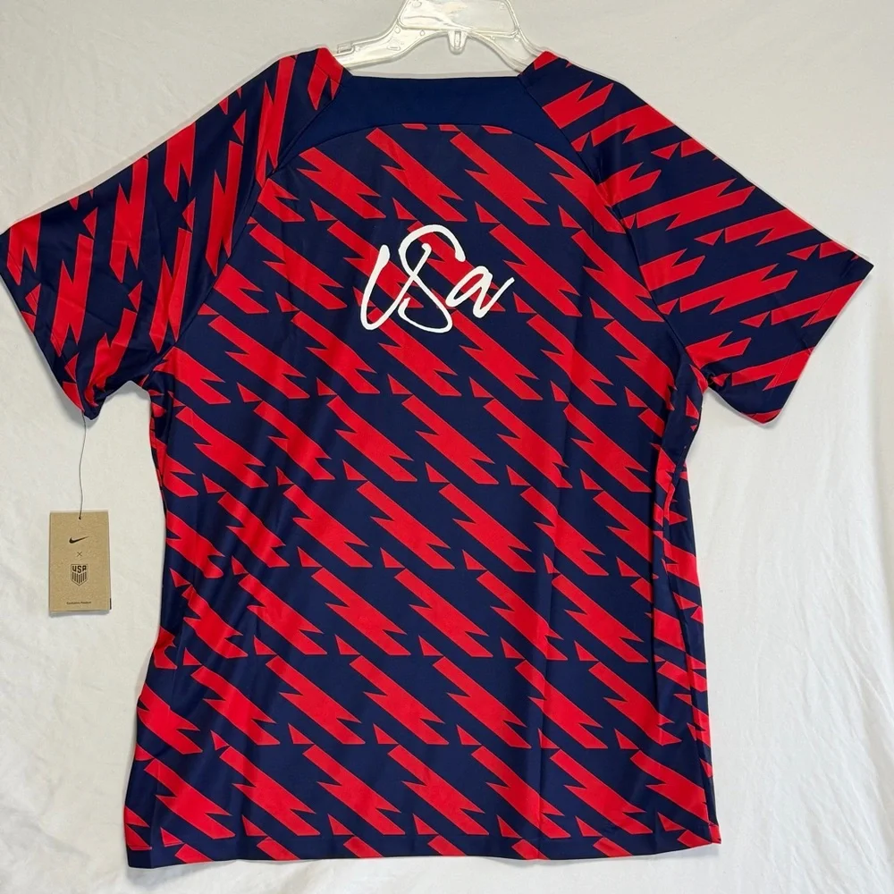 2023-24 USMNT Nike Pre Match Soccer Jersey Men’s XL USA Red Blue - Picture 3 of 5